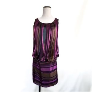 MNG Suit Silk Dress Size 4 - Sheer Purple Stripes